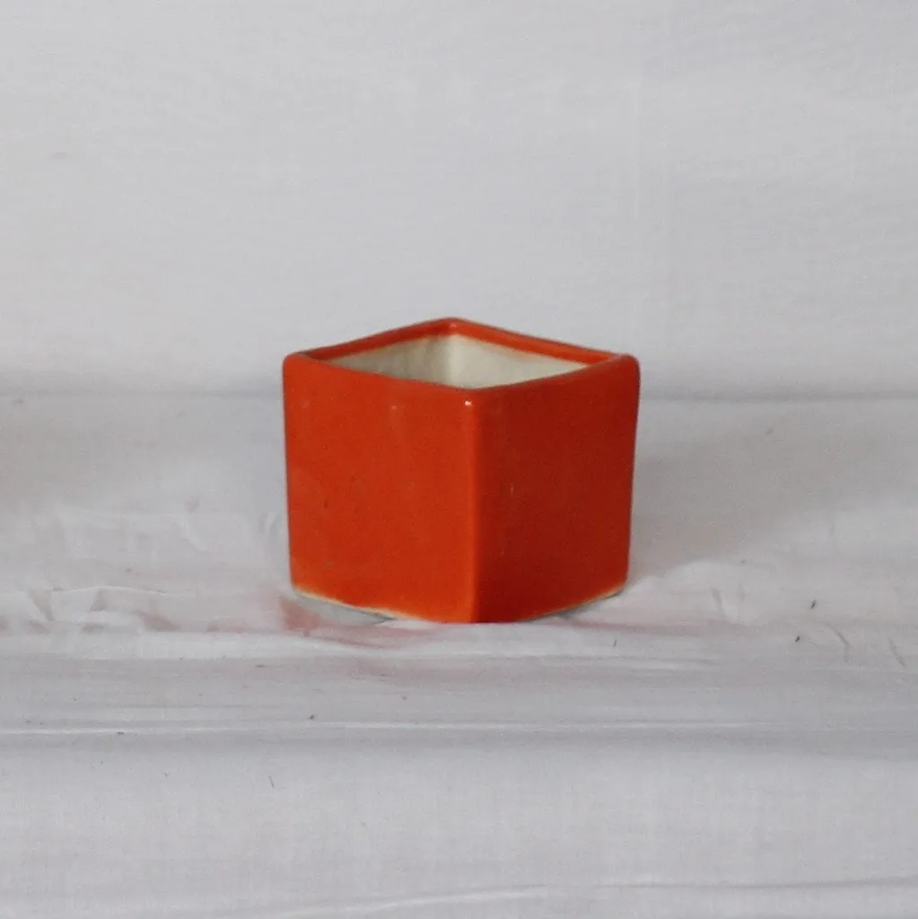 3X3 Inch Red Cute Square Ceramic Planter