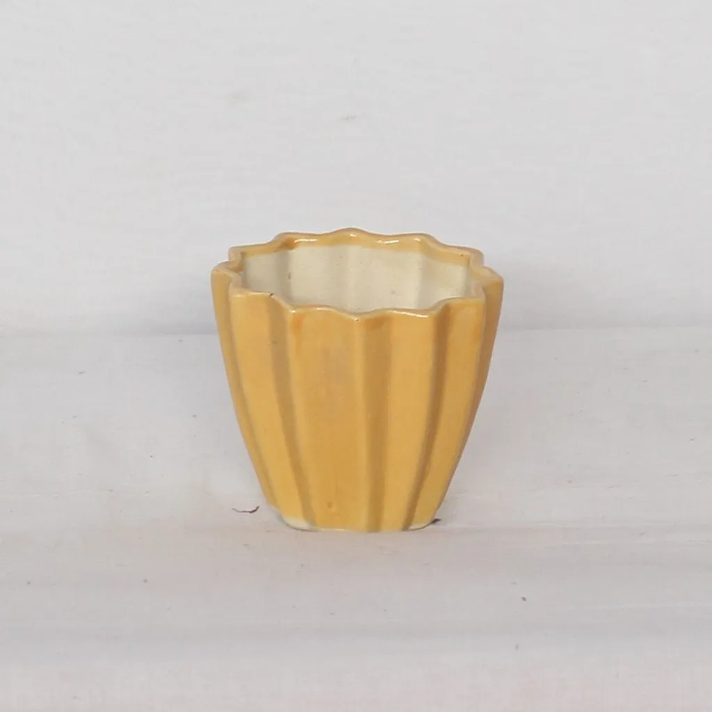 4X4 Inch Yellow Uneven Edged Glass Ceramic Planter