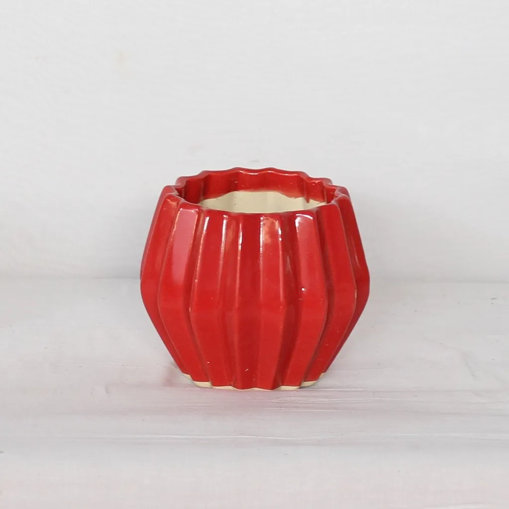 5X6 Inch Red Barrel shaped Ceramic Planter