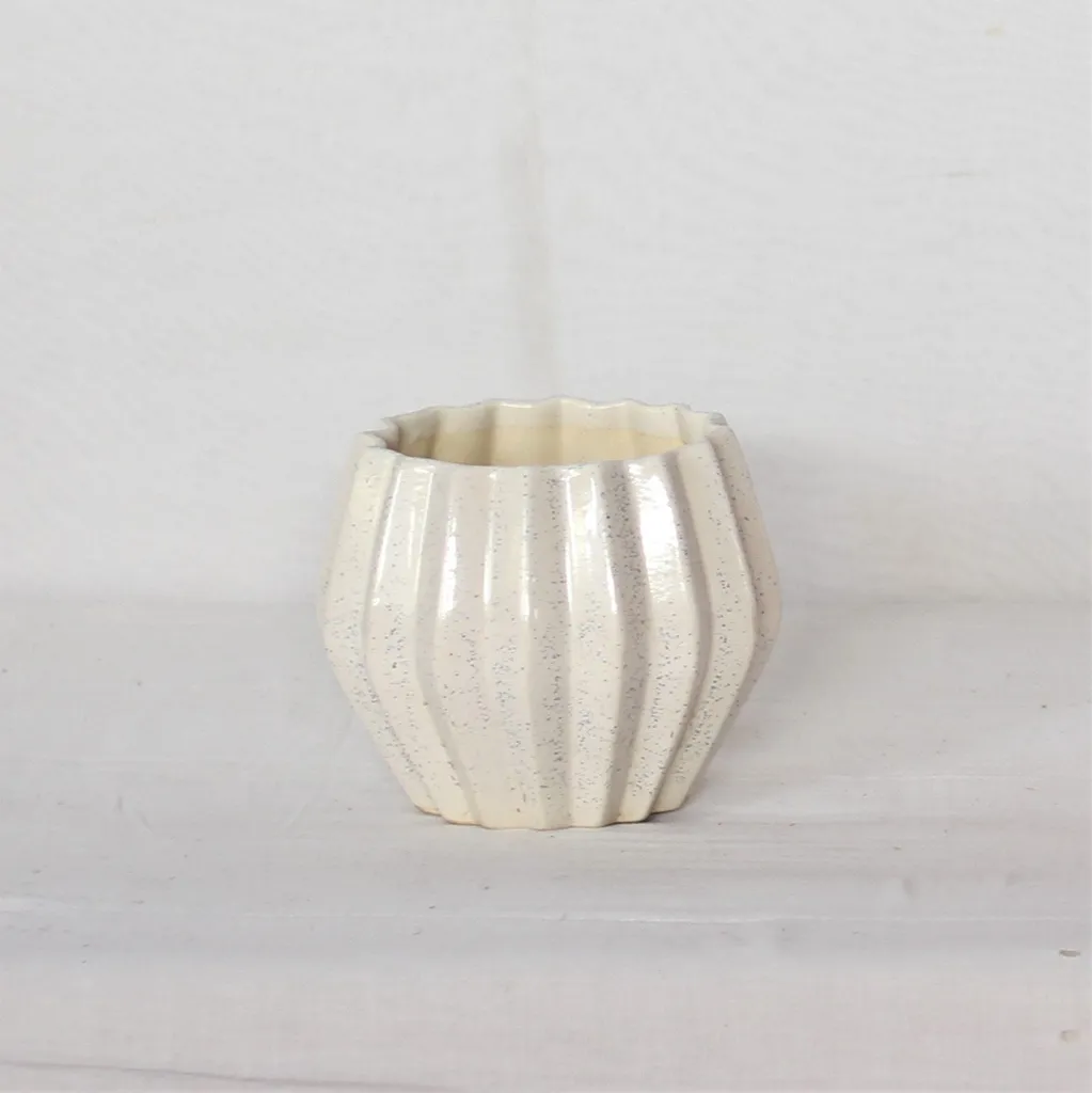 5X6 Inch White Barrel shaped Ceramic Planter