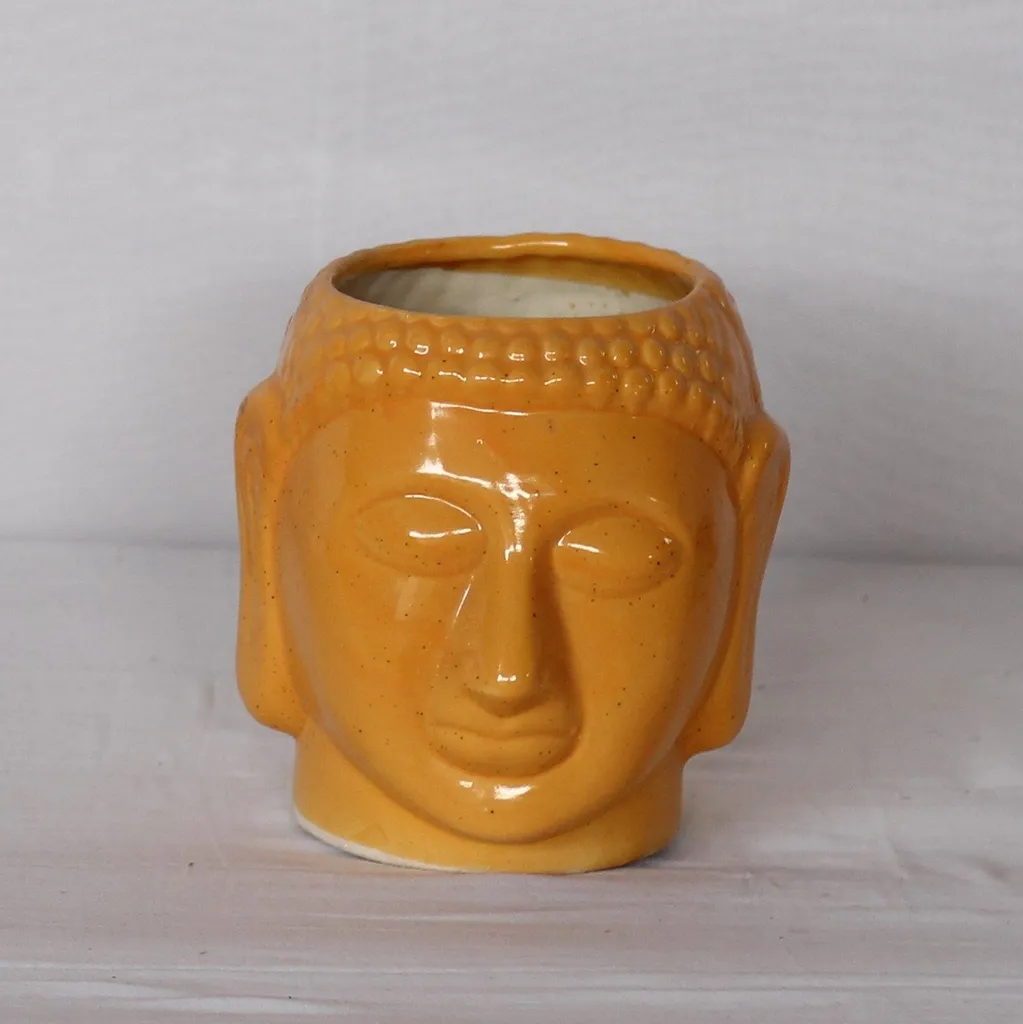 4X6 Inch Orange Buddha Ceramic Planter