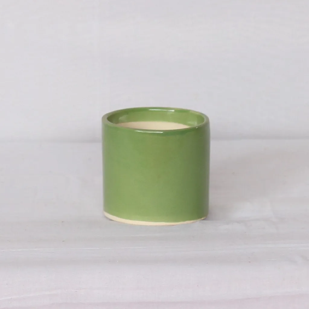 3X4 Inch Olive Cylindrical Shaped Ceramic Planter