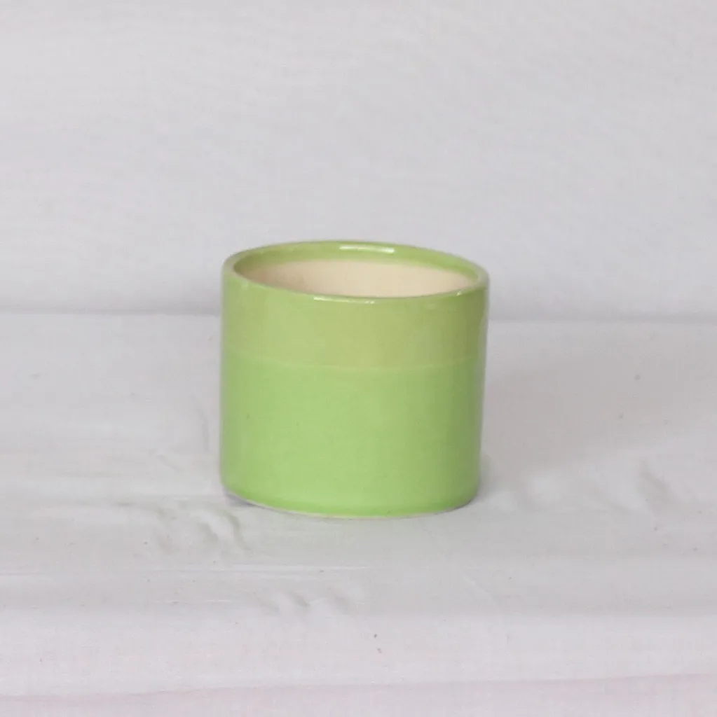 3X4 Inch Green Cylindrical Shaped Ceramic Planter