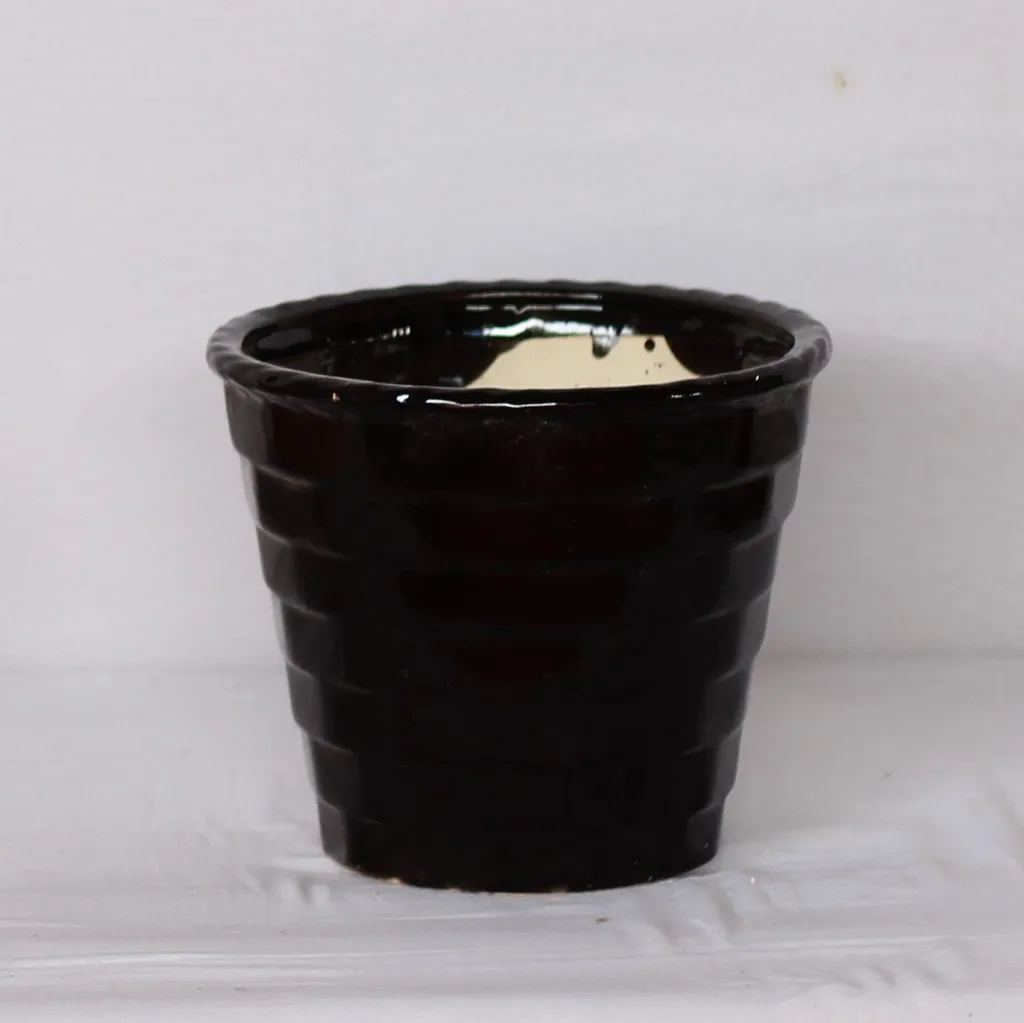 7X8 Inch Black Balti Ceramic Planter