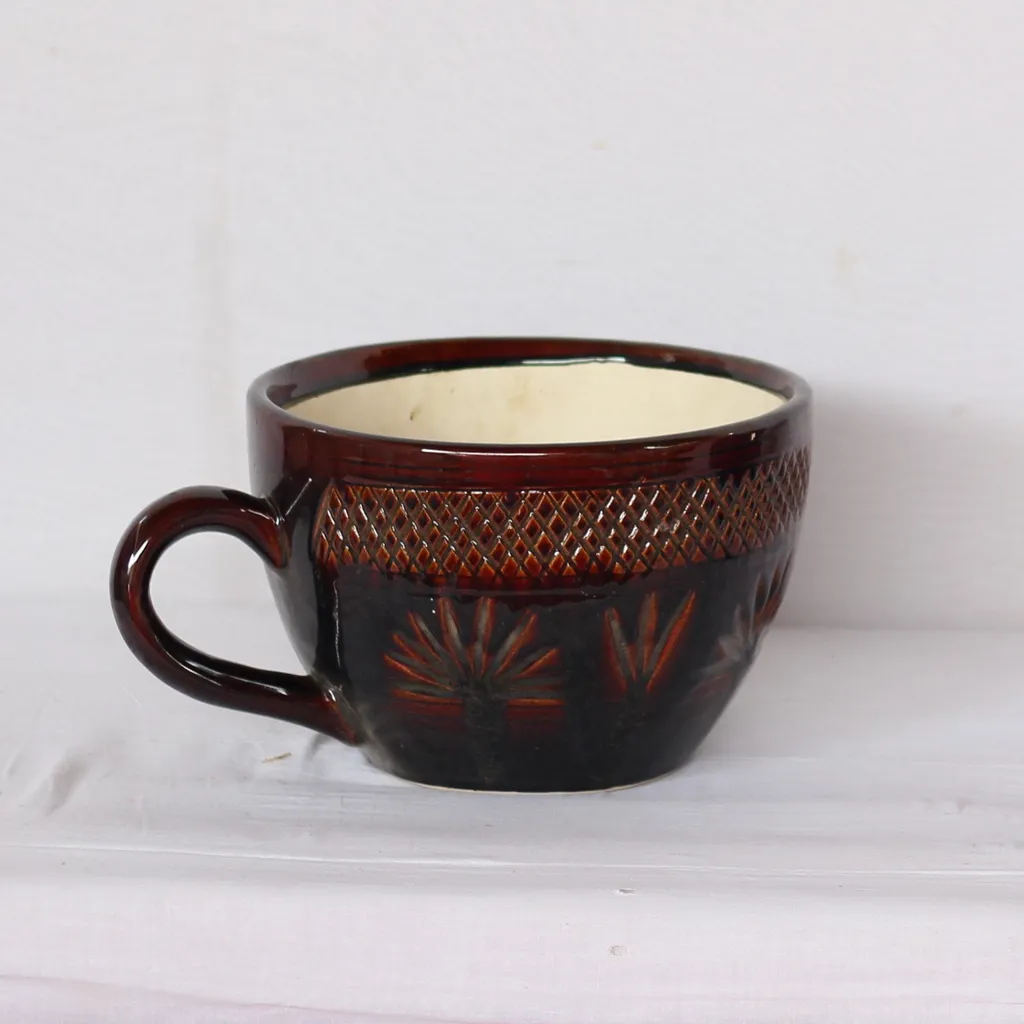 8X10 Inch Black-Brown Textured cup Ceramic Planter