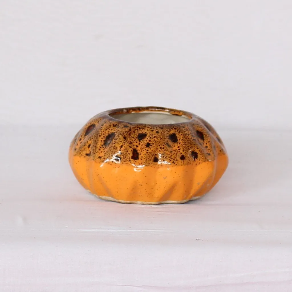 3X3X6 Inch Orange Round elegant Ceramic Planter