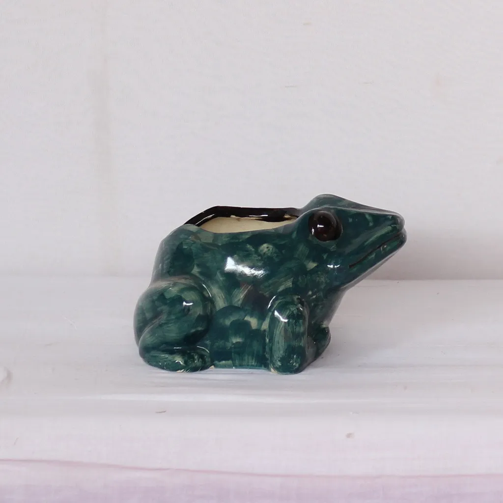 5X5 Inch Green Frog Ceramic Planter