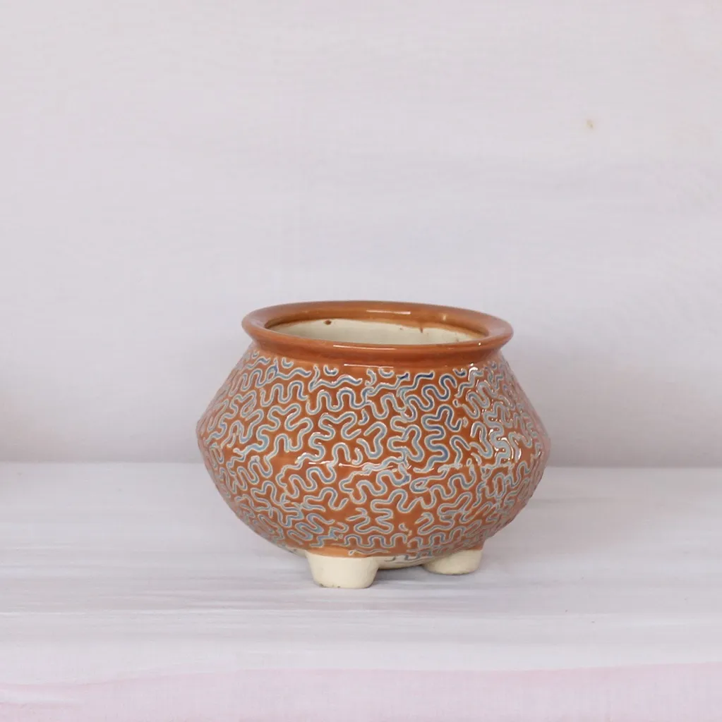 6X7 Inch Grey- Brown Handi Ceramic Planter