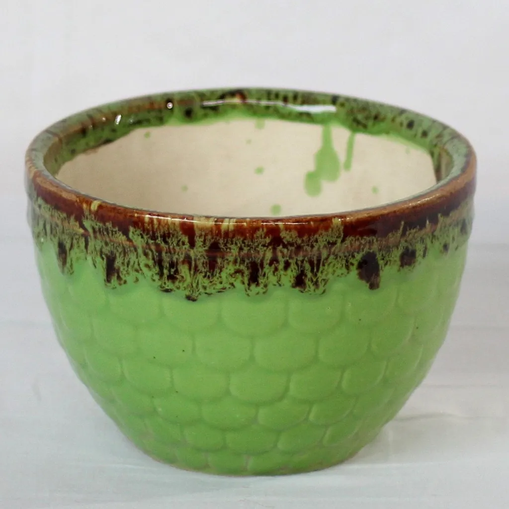 4.5 x 6.5 Inch Green Bowl Ceramic Planter