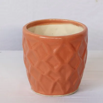Buy 6.5 x 6.5 Inch Orange Ceramic Planter Online | Urvann.com