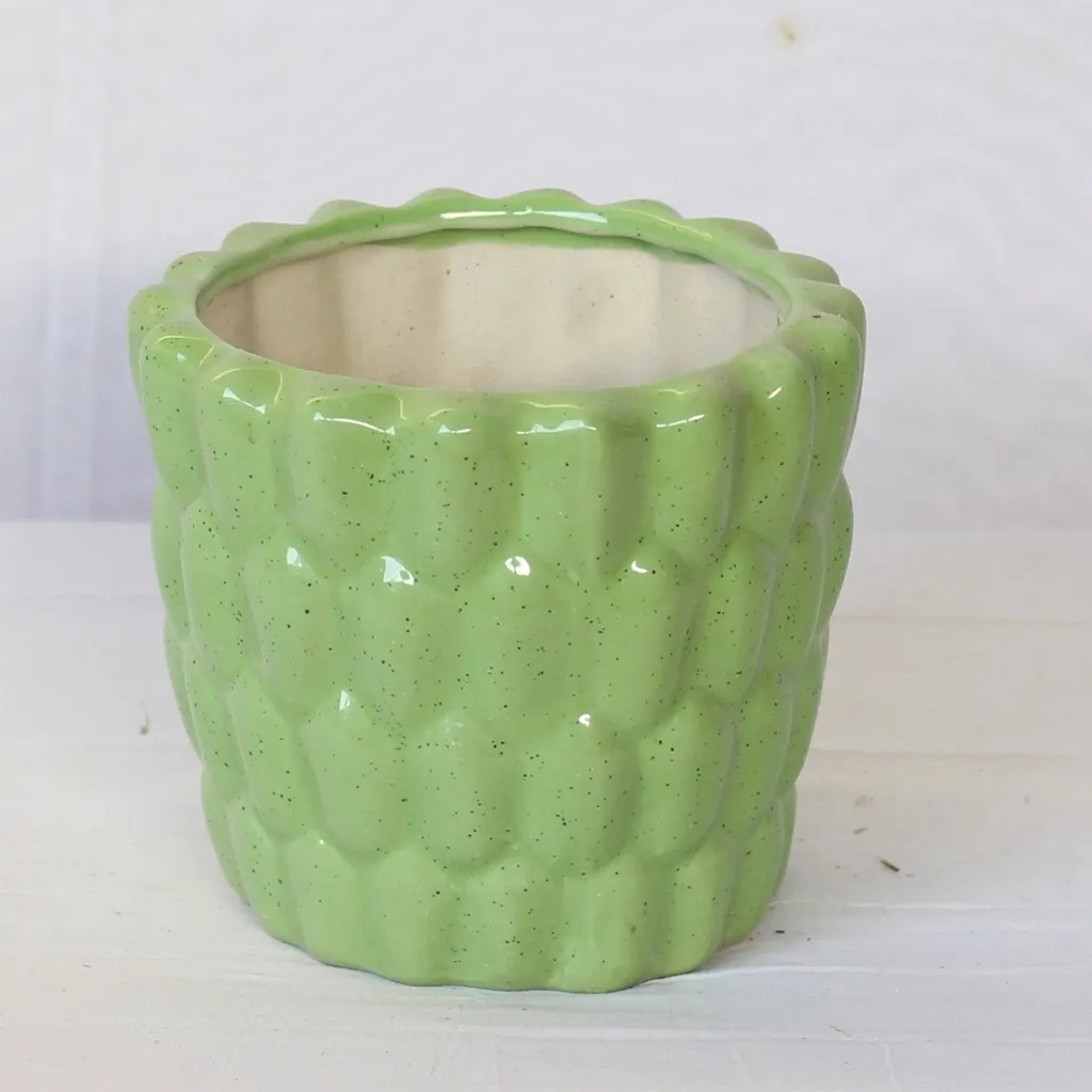 6.5 x 7 Inch Green round Ceramic Planter