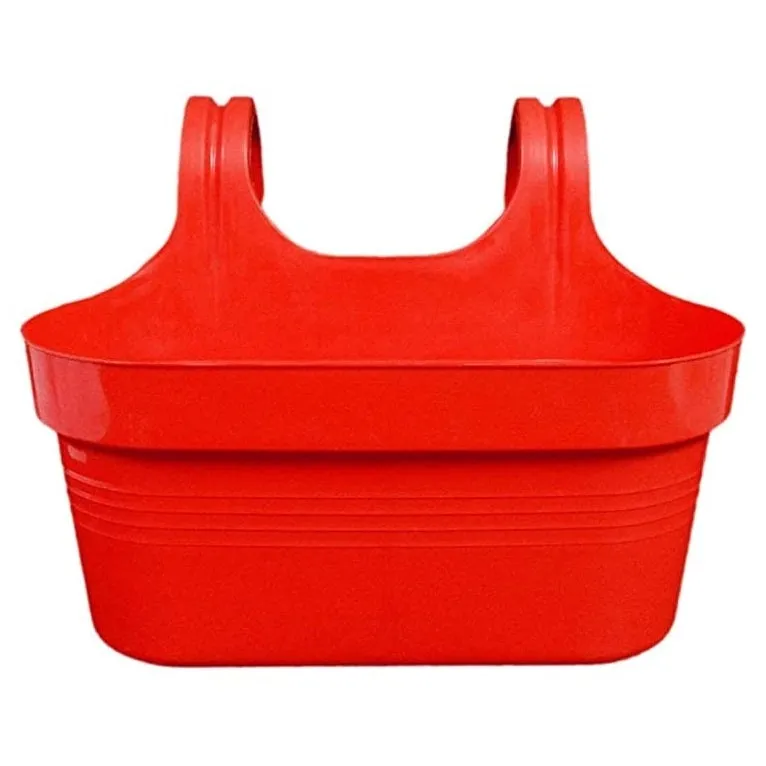 12x6x6 Inch Double Hook Plastic Planter - Red