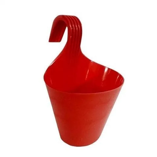 6x7 Inch Single Hook Plastic Planter - Red