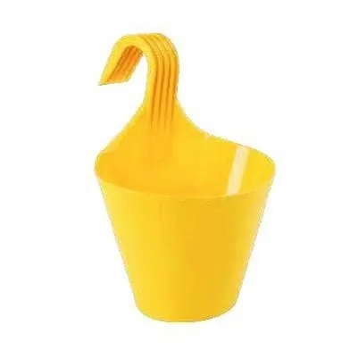 6x7 Inch Single Hook Plastic Planter - Yellow