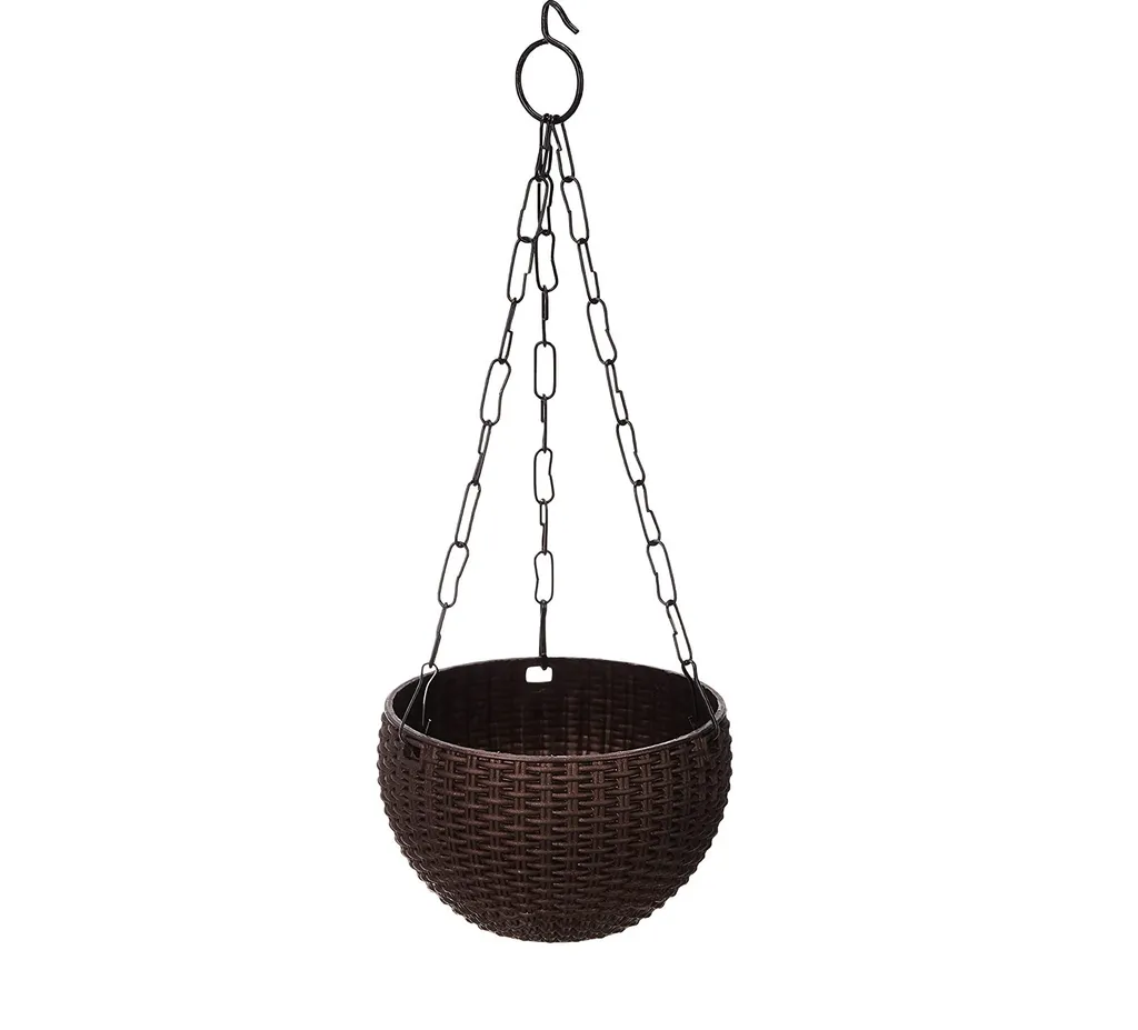 12 Inch Hanging Plastic Euro Basket - Brown