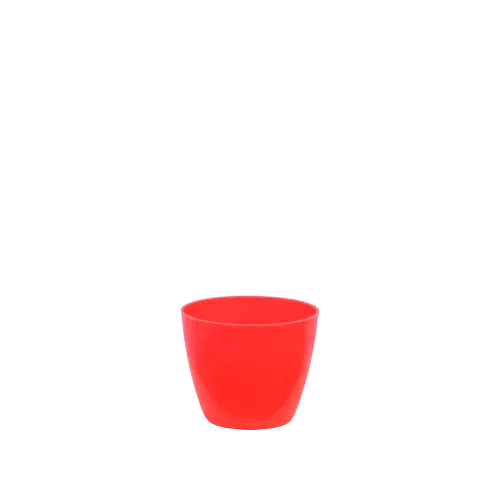 4.5X5 Inch Plain Round Plastic Pot - Red