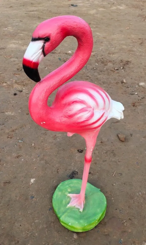 32 Inch - Pink Flamingo Fiber Resin Statue