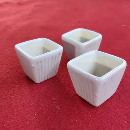 Buy Set of 3 - 2 Inch White Square Ceramic Pots Online | Urvann.com