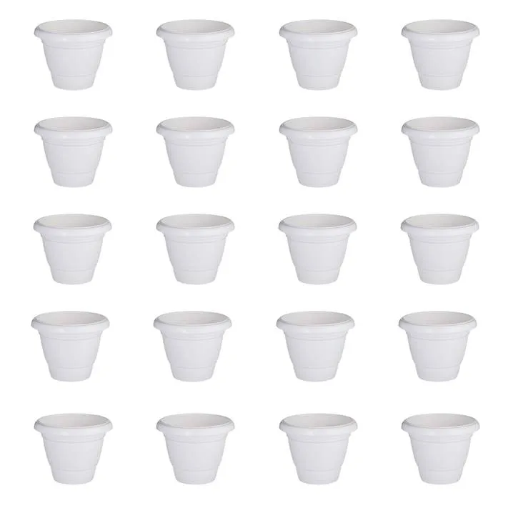 Set of 20 - 14 Inch White Plastic Pots