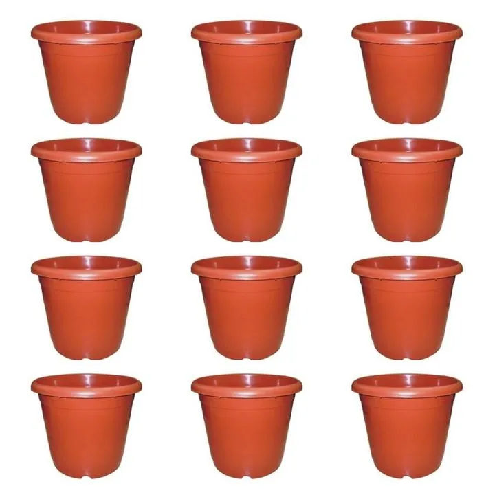 Set of 12 - 10 Inch Terracotta Plastic Pots