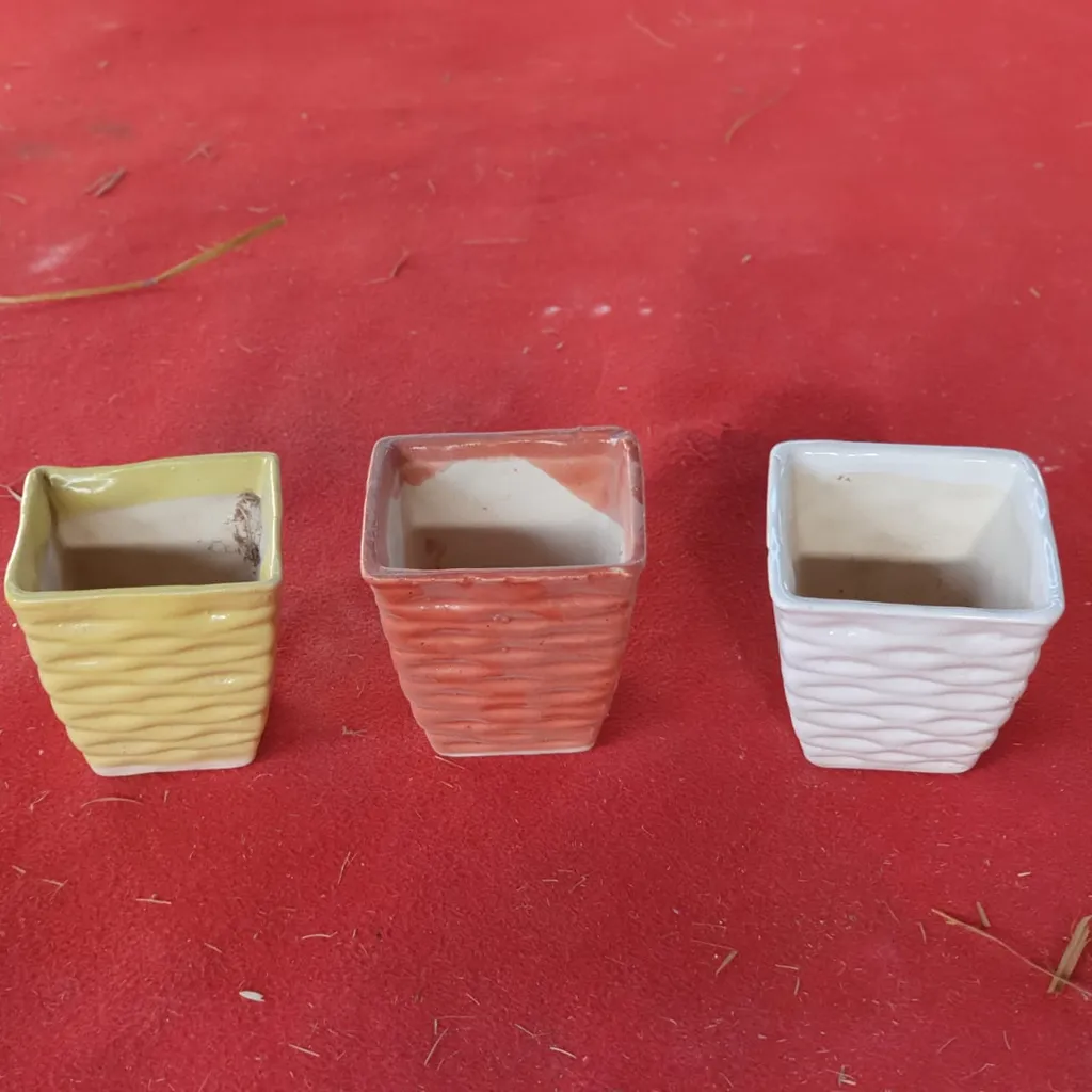 Set of 3 - 4 inch (Mix colour) Chokar Ceramic Planters