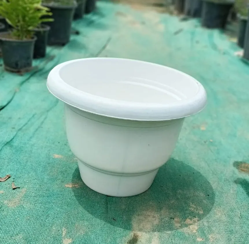 12 Inch Pot - White Plastic Planter