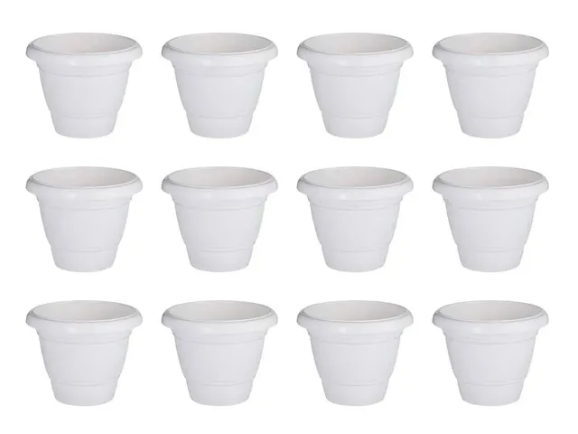 Set of 12 - 14 inch Heavy White Plastic Pot