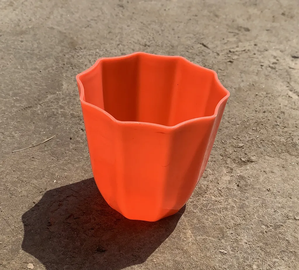 Set of 6 - 4 inch Designer Plastic Pot (Orange)