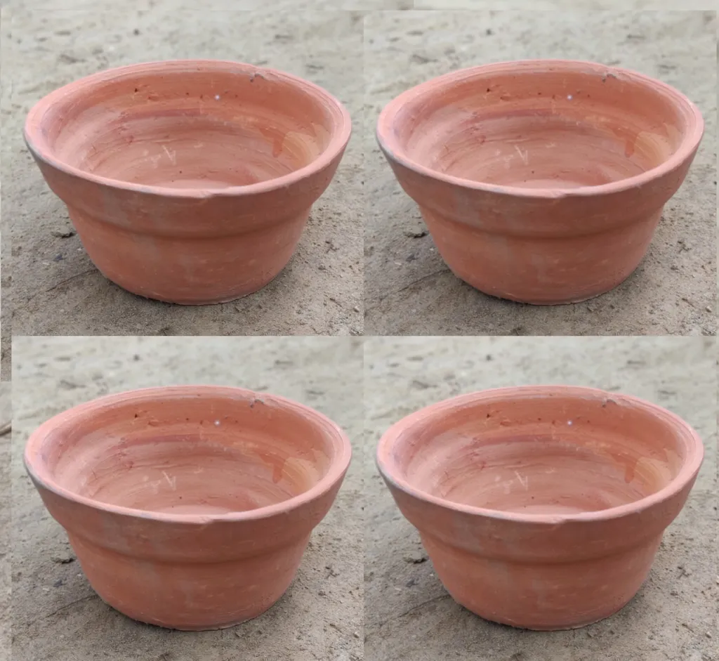 Set of 4 - 6 inch Terracotta Bowl Planter