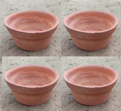 Buy Set of 4 - 6 inch Terracotta Bowl Planter Online | Urvann.com