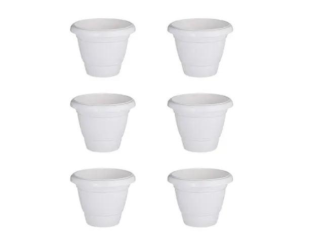 Set of 6 - 10 inch Heavy White Plastic Pot