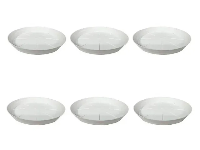 Set of 6 - 14 inch White Plastic Tray