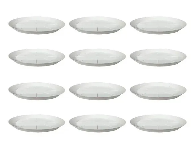 Set of 12 - 14 inch White Plastic Tray