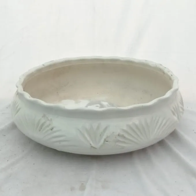7 Inch White Designer Round Ceramic Planter
