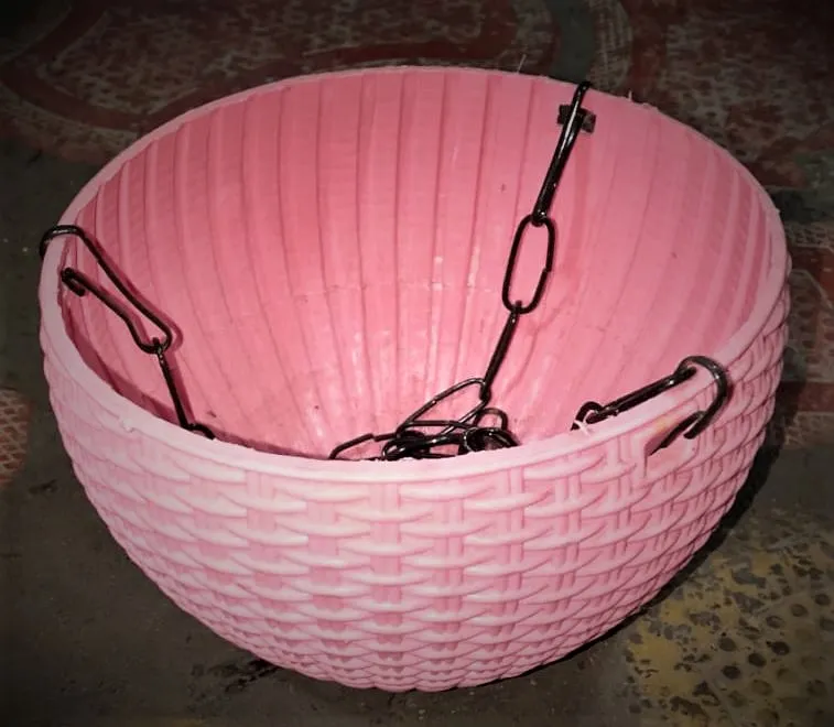 6 Inch Pink Designer Plastic Hanging Pot