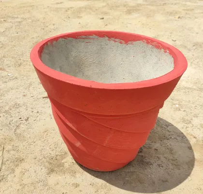 Buy 12 Inch Red Designer Cement Pot Online | Urvann.com
