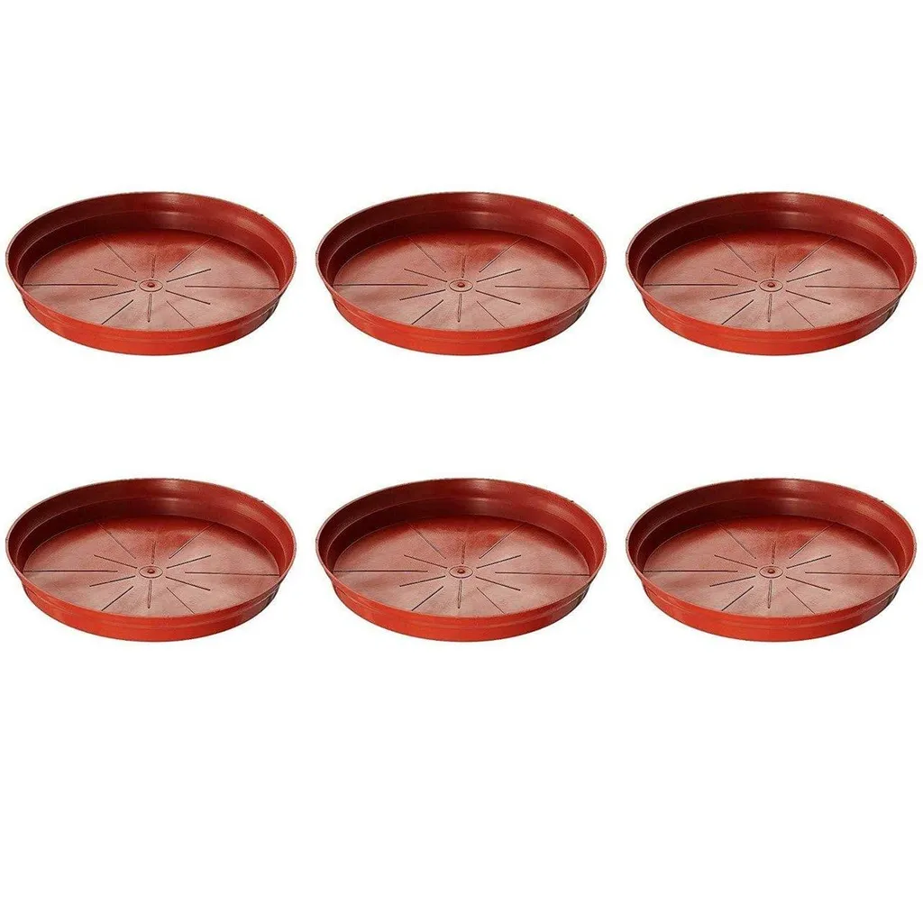 Set of 6 - 6 Inch Red Plastic Tray