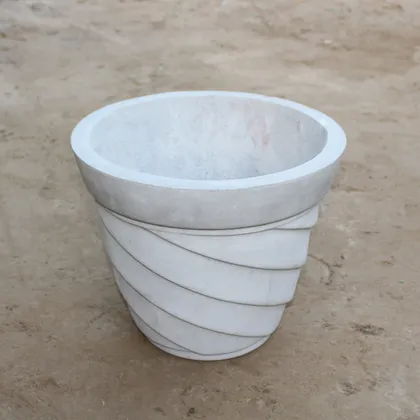12 Inch White Spiral Designer Cement Pot