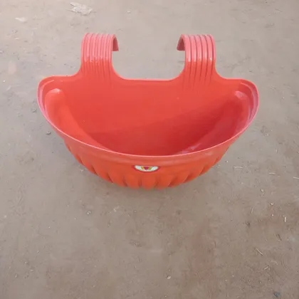 12 Inch Red Double Hook Plastic Hanging Pot