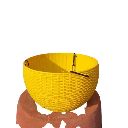 6 Inch Yellow Ratan Plastic Hanging Basket