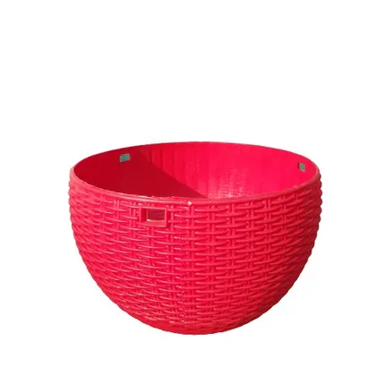 8 Inch Pink Ratan Plastic Hanging Basket