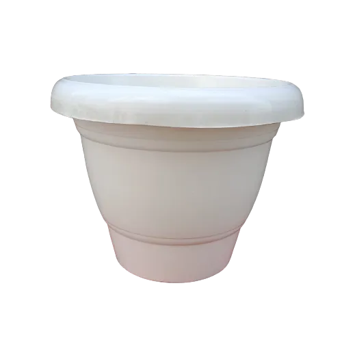 8 Inch White Elegant Green Plain Plastic Pot
