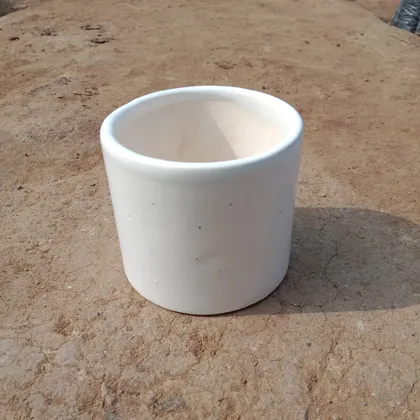 Buy 4 Inch White Classy Round Ceramic Pot Online | Urvann.com