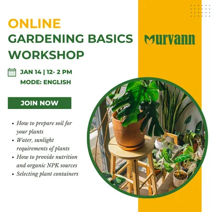 Urvann Certified Live Online Gardening Basics Workshop (Only 50 seats available), Apr 22, 12-2 PM