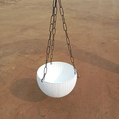 Buy 8 Inch White Plastic Hanging Basket (colour may vary) Online | Urvann.com