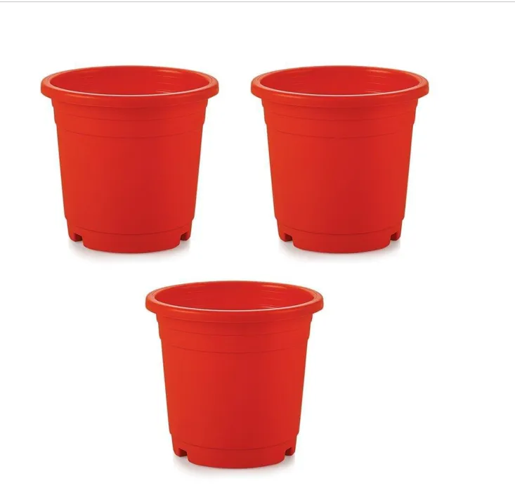 Set of 3 - 12 Inch Red Nursery Pot