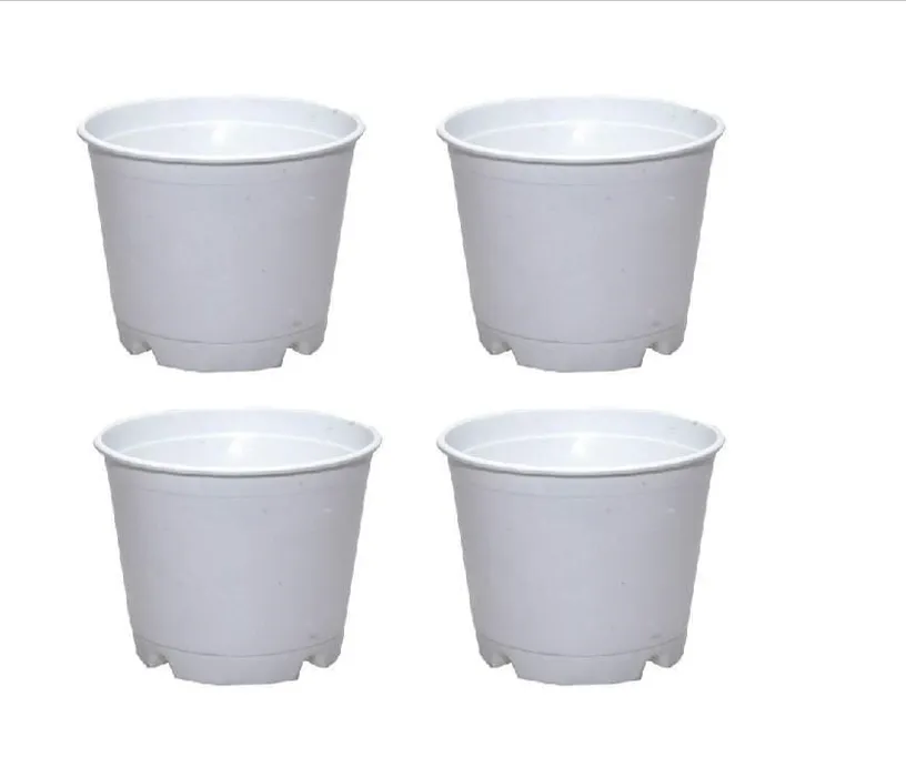 Set of 4 - 12 Inch White Nursery Pot