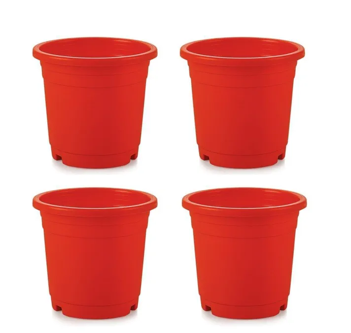Set of 4 - 16 Inch Red Nursery Pot