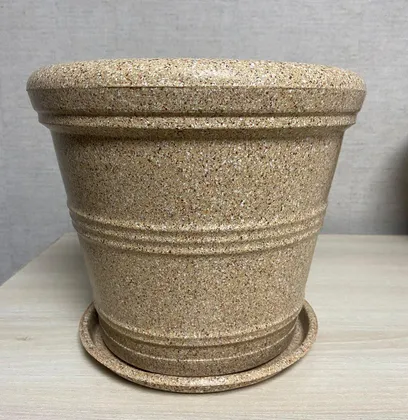 Buy 12 Inch Brown Pixels Designer Polymer Planter with Plate Online | Urvann.com