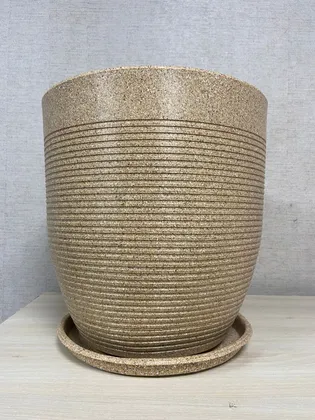Buy 18 Inch Brown VIP Linen Polymer Planter with Plate Online | Urvann.com